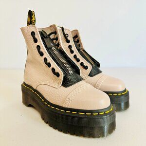 NEW DR. MARTENS SINCLAIR MILLED NAPPA PEBBLED LEATHER CREAM PLATFORM BOOTS 4M/5W